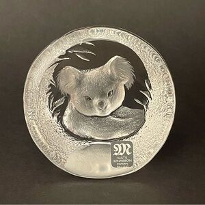Mats Jonasson Sweden Full Lead Crystal Glass KOALA Bear Signed Paperweight